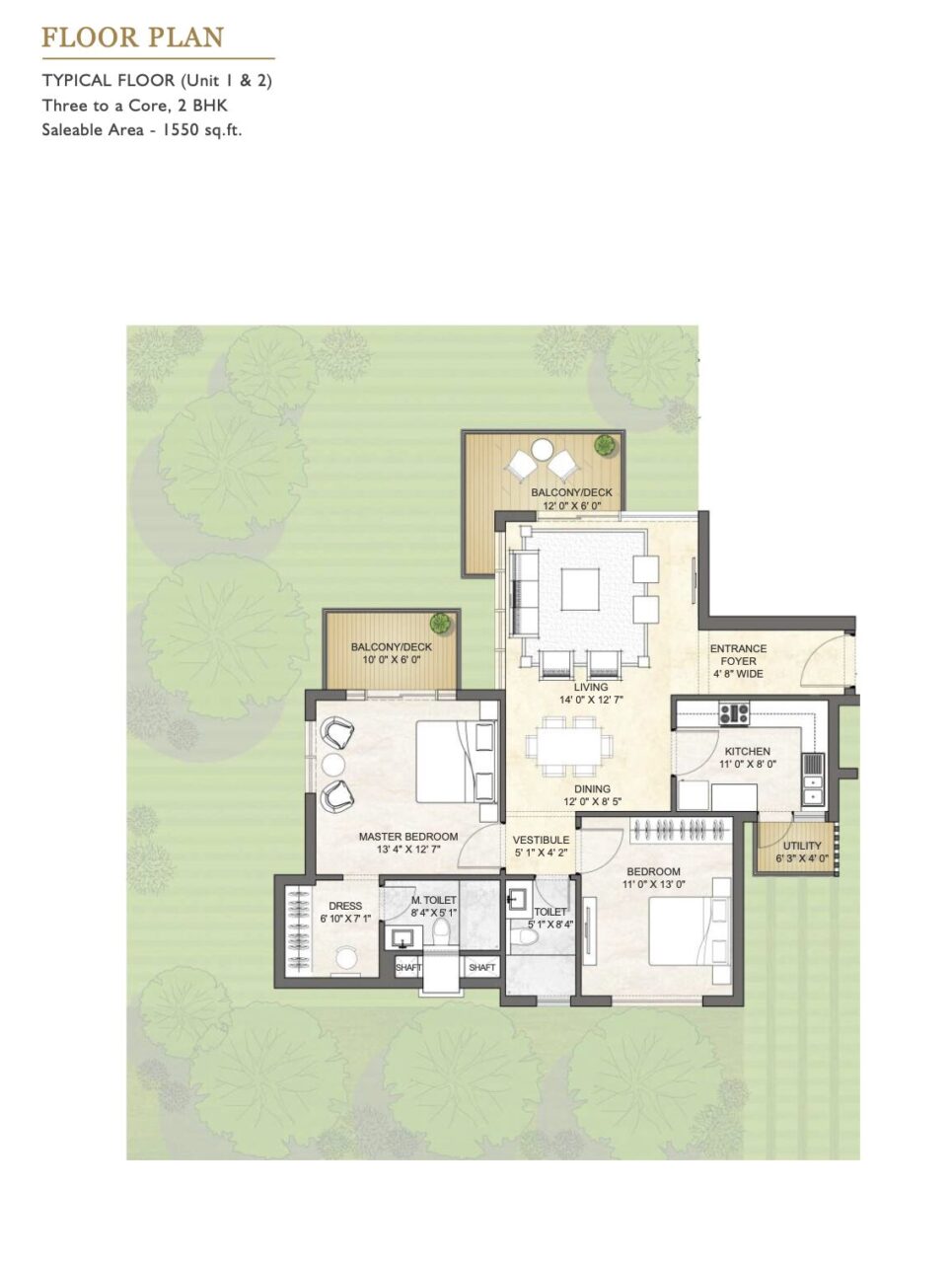 Puri Emerald Bay 2 BHK Floor Plan